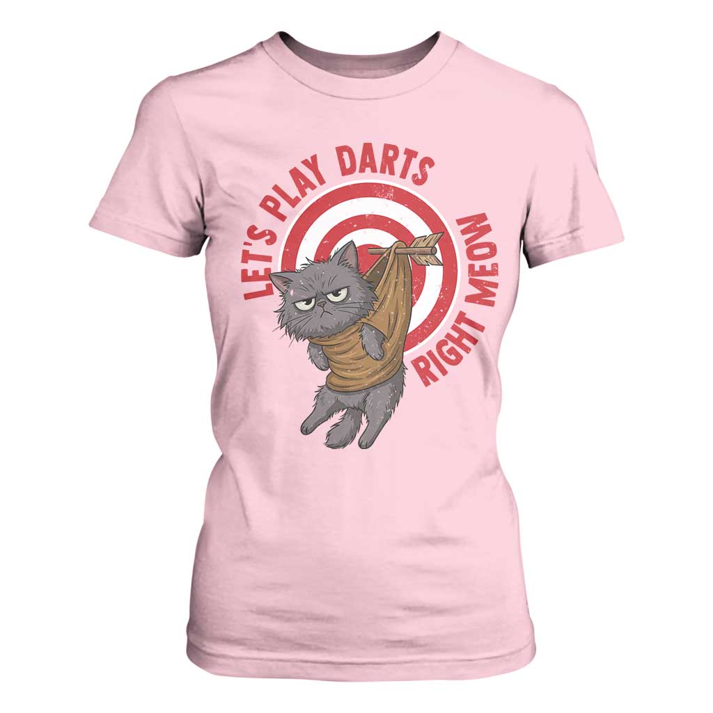 Funny Cat Darts Lover T Shirt For Women Lets Play Darts Right Meow TS12 Light Pink Print Your Wear