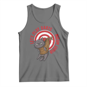 Funny Cat Darts Lover Tank Top Lets Play Darts Right Meow TS12 Black Heather Print Your Wear