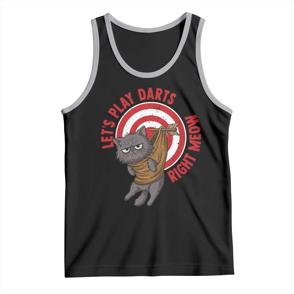 Funny Cat Darts Lover Tank Top Lets Play Darts Right Meow TS12 Black Athletic Heather Print Your Wear