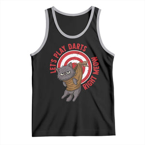 Funny Cat Darts Lover Tank Top Lets Play Darts Right Meow TS12 Black Athletic Heather Print Your Wear