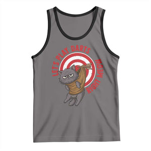 Funny Cat Darts Lover Tank Top Lets Play Darts Right Meow TS12 Deep Heather Black Print Your Wear
