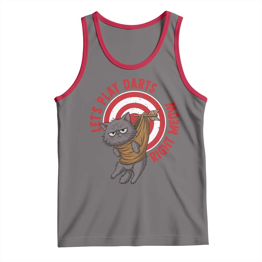 Funny Cat Darts Lover Tank Top Lets Play Darts Right Meow TS12 Deep Heather Red Print Your Wear