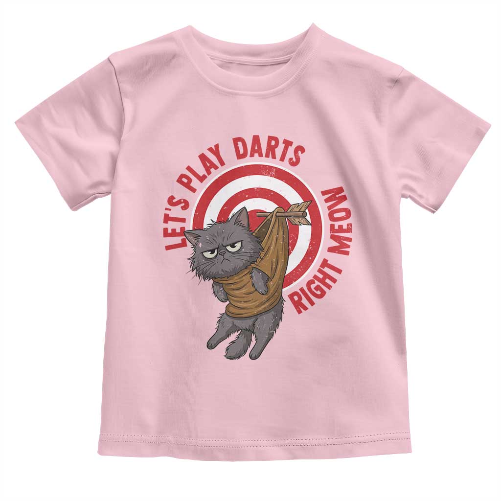 Funny Cat Darts Lover Toddler T Shirt Lets Play Darts Right Meow TS12 Light Pink Print Your Wear