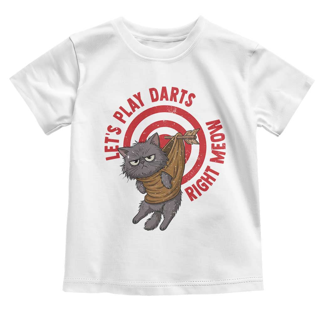 Funny Cat Darts Lover Toddler T Shirt Lets Play Darts Right Meow TS12 White Print Your Wear