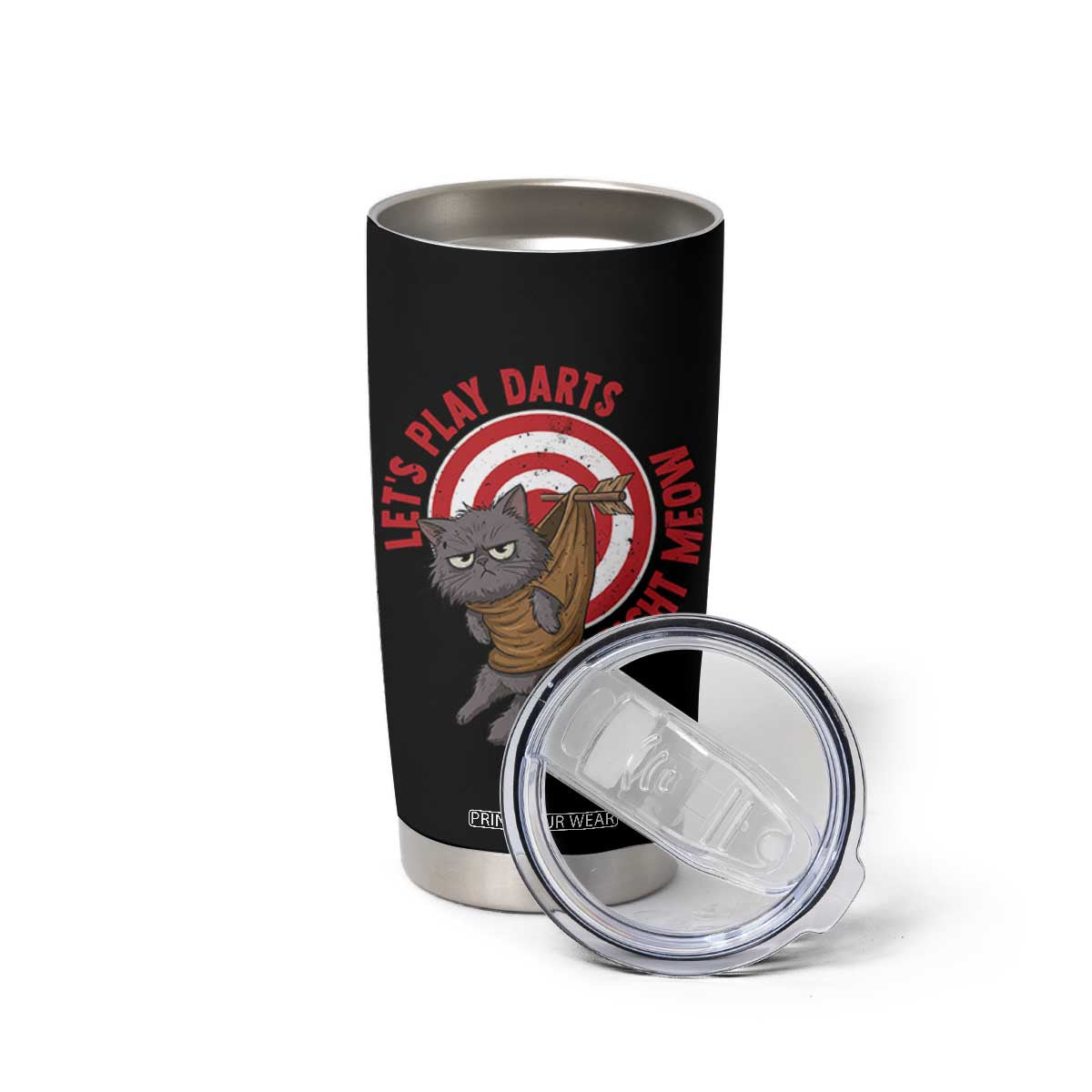 Funny Cat Darts Lover Tumbler Cup Lets Play Darts Right Meow TS12 Print Your Wear
