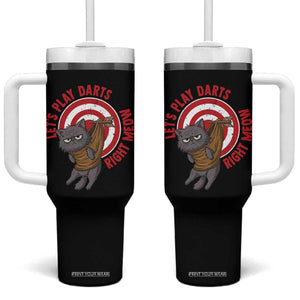 Funny Cat Darts Lover Tumbler With Handle Lets Play Darts Right Meow TS12 One Size: 40 oz Black Print Your Wear