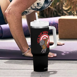Funny Cat Darts Lover Tumbler With Handle Lets Play Darts Right Meow TS12 Print Your Wear