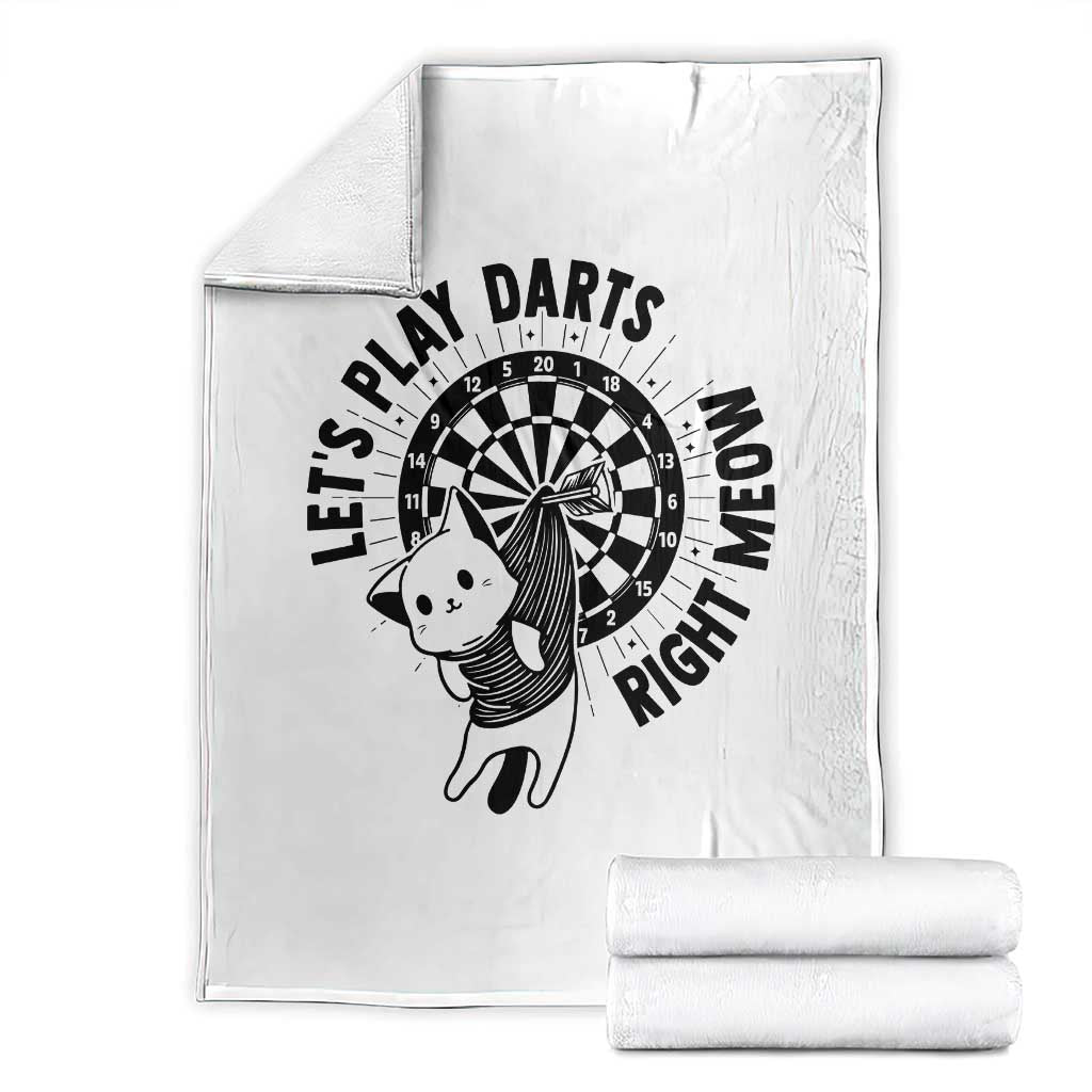 Lets Play Darts Right Meow Throw Blanket Cute Cat Dart Player Pub Game Gift TS12 White Print Your Wear