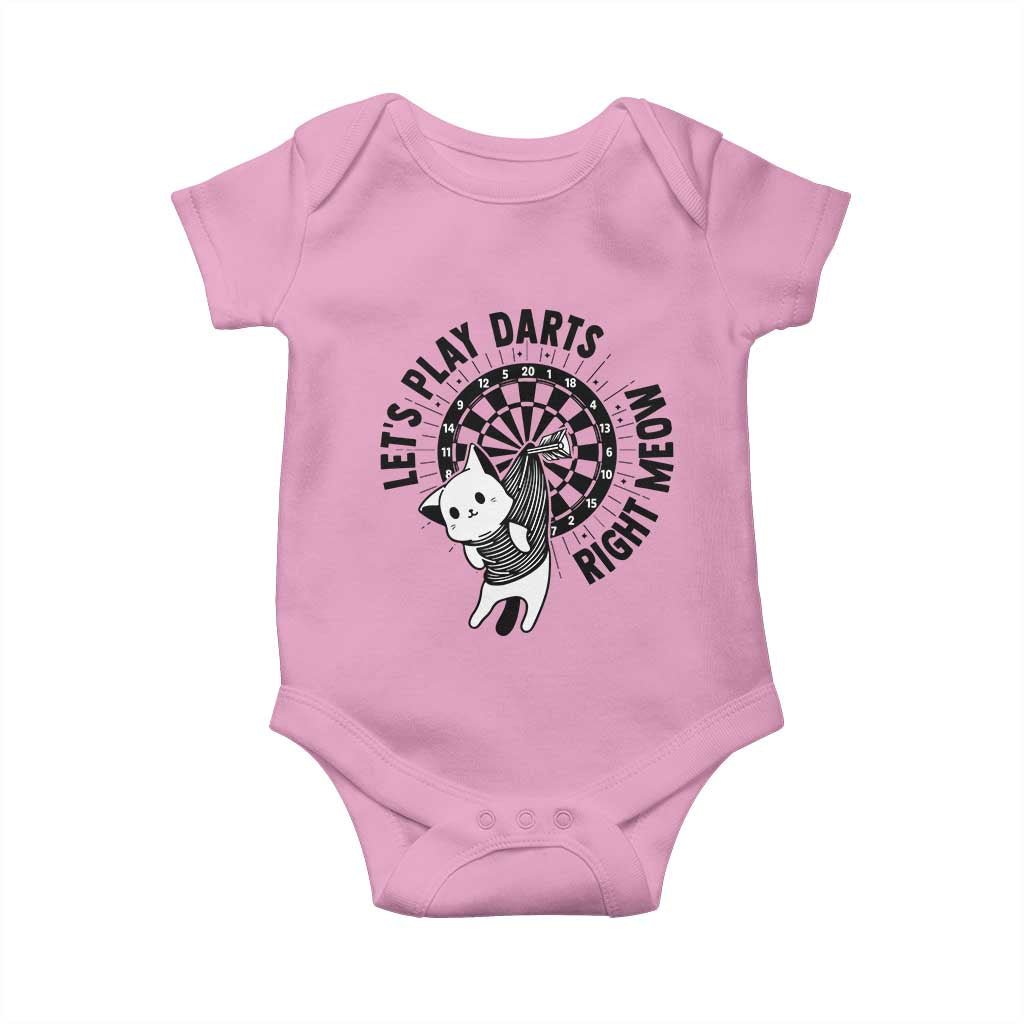 Lets Play Darts Right Meow Baby Onesie Cute Cat Dart Player Pub Game Gift TS12 Light Pink Print Your Wear