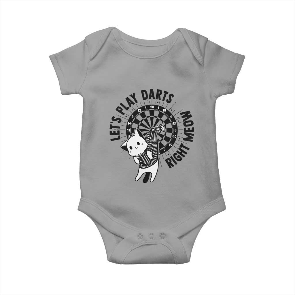 Lets Play Darts Right Meow Baby Onesie Cute Cat Dart Player Pub Game Gift TS12 Sport Gray Print Your Wear