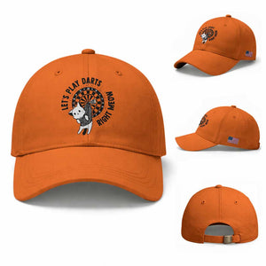 Lets Play Darts Right Meow Baseball Cap Cute Cat Dart Player Pub Game Gift TS12 Baseball Cap Universal Fit Orange Print Your Wear