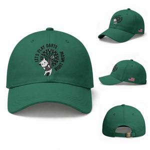 Lets Play Darts Right Meow Baseball Cap Cute Cat Dart Player Pub Game Gift TS12 Baseball Cap Universal Fit Irish Green Print Your Wear