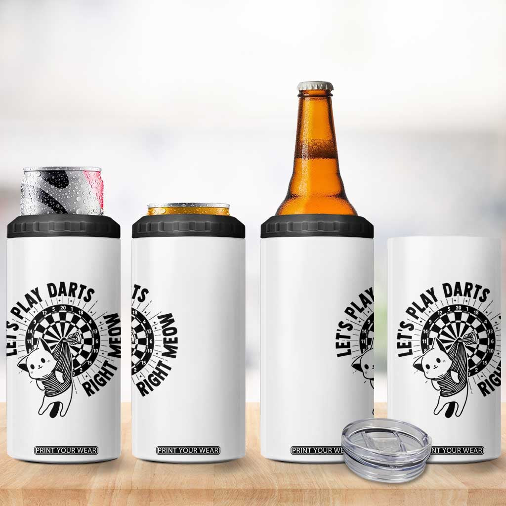 Lets Play Darts Right Meow 4 in 1 Can Cooler Tumbler Cute Cat Dart Player Pub Game Gift TS12 Print Your Wear