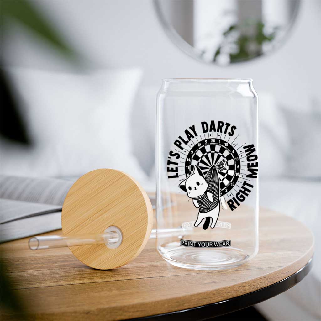 Lets Play Darts Right Meow Glass Can Cute Cat Dart Player Pub Game Gift TS12 Print Your Wear