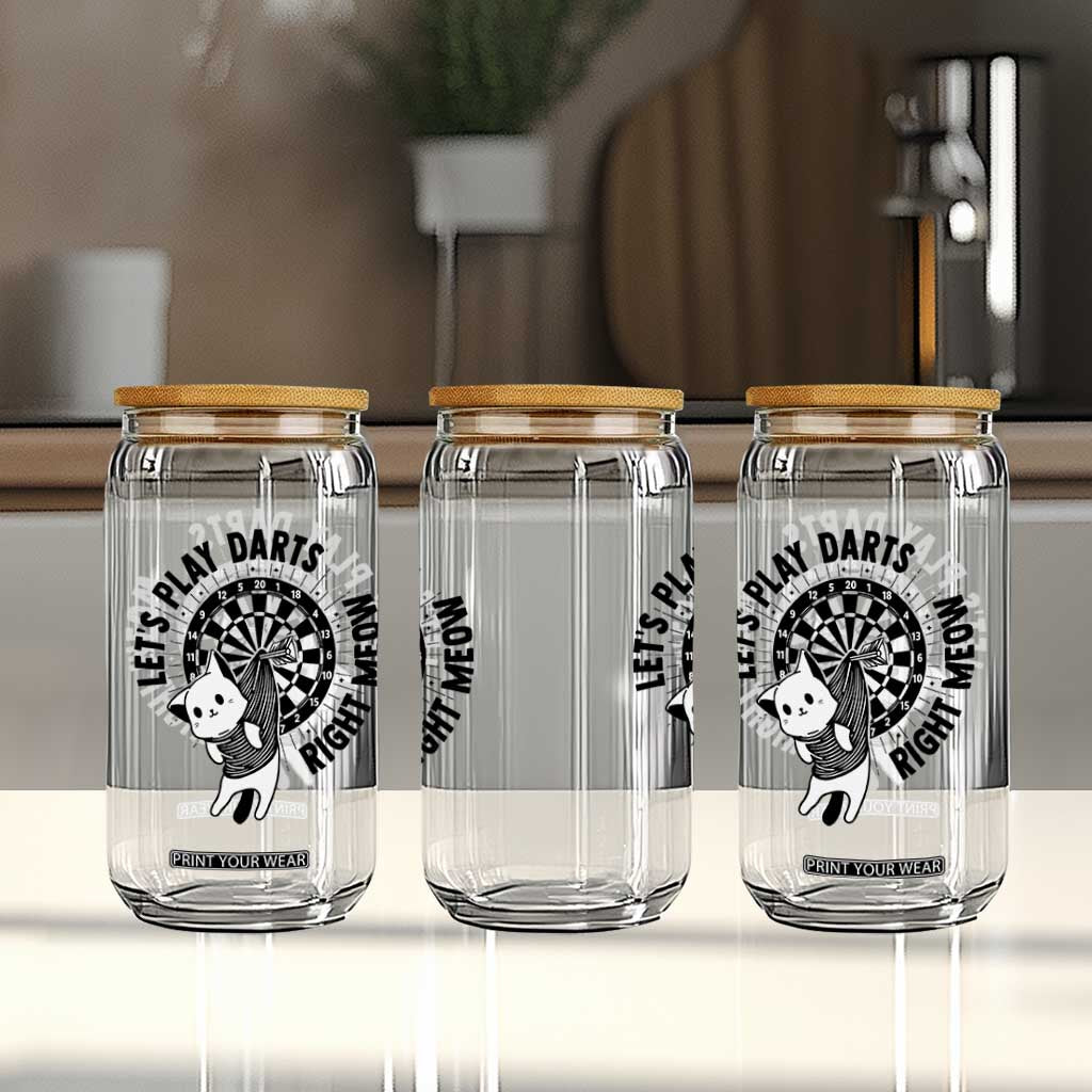 Lets Play Darts Right Meow Glass Can Cute Cat Dart Player Pub Game Gift TS12 Print Your Wear