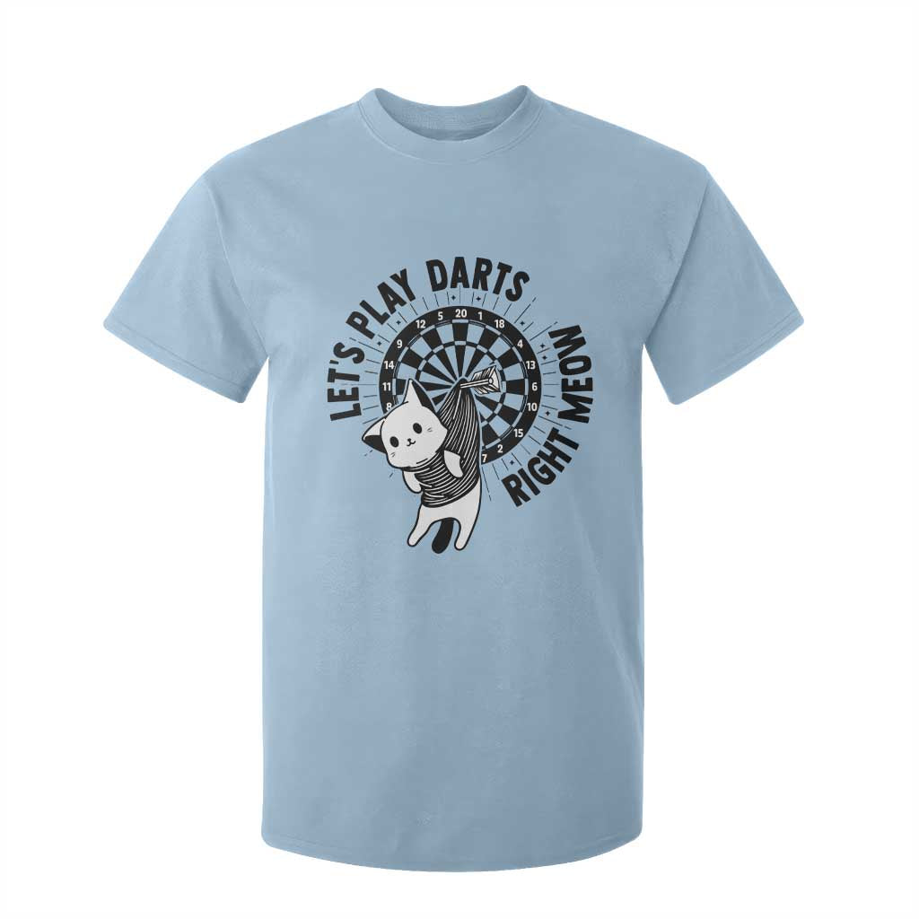 Lets Play Darts Right Meow T Shirt For Kid Cute Cat Dart Player Pub Game Gift TS12 Light Blue Print Your Wear