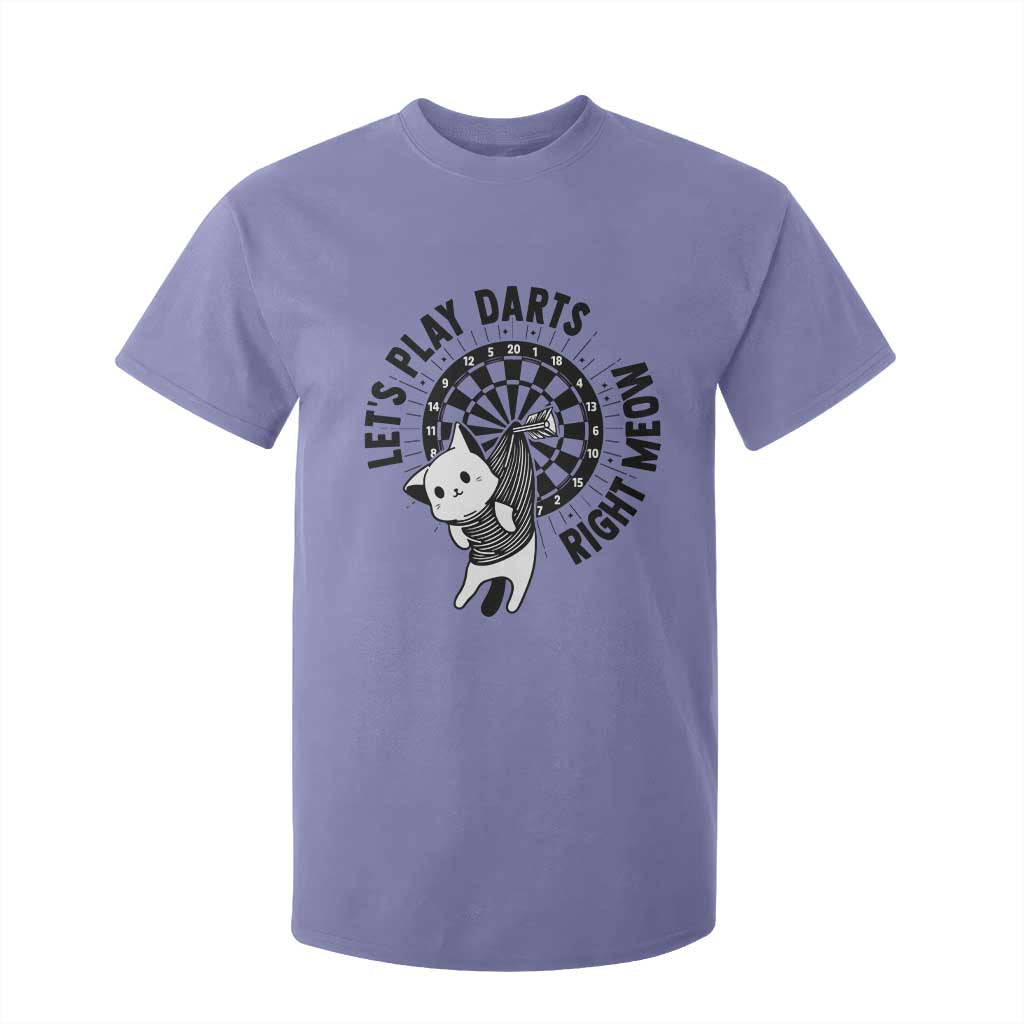 Lets Play Darts Right Meow T Shirt For Kid Cute Cat Dart Player Pub Game Gift TS12 Violet Print Your Wear