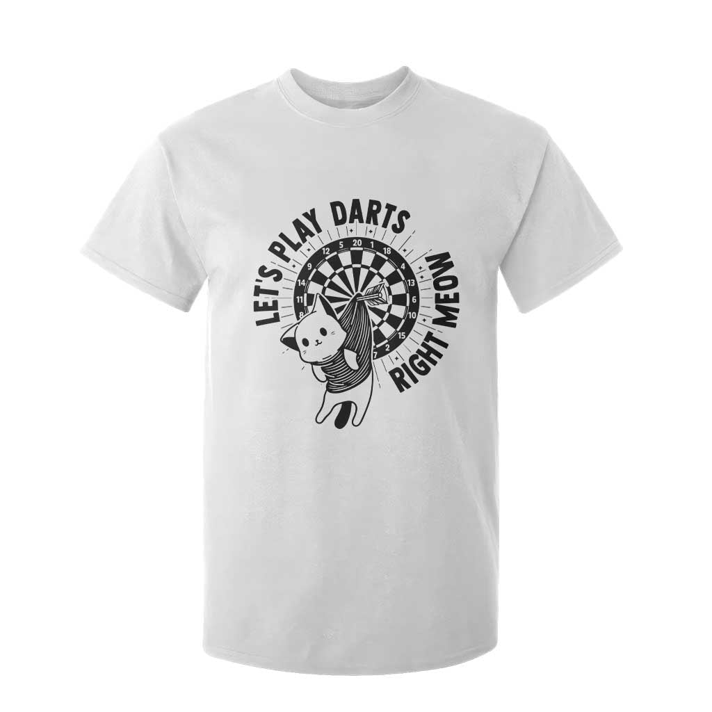 Lets Play Darts Right Meow T Shirt For Kid Cute Cat Dart Player Pub Game Gift TS12 White Print Your Wear