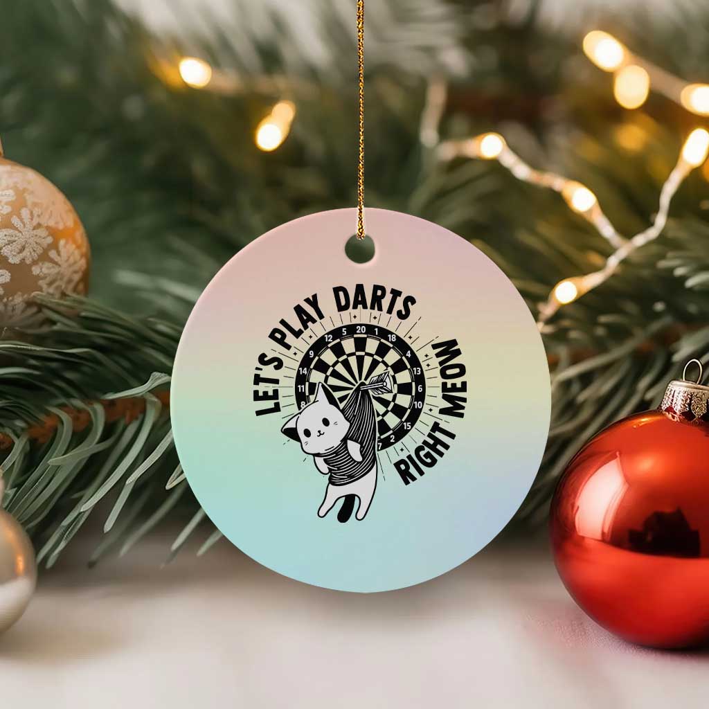 Lets Play Darts Right Meow Ceramic Ornament Cute Cat Dart Player Pub Game Gift TS12 1pc Pastel Print Your Wear