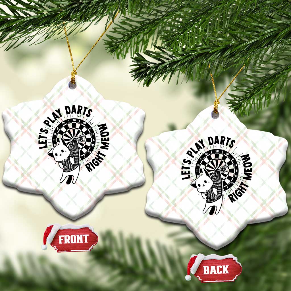 Lets Play Darts Right Meow Ceramic Ornament Cute Cat Dart Player Pub Game Gift TS12 Print Your Wear