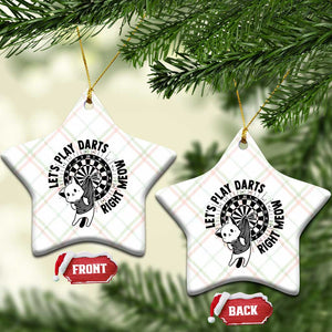 Lets Play Darts Right Meow Ceramic Ornament Cute Cat Dart Player Pub Game Gift TS12 Print Your Wear