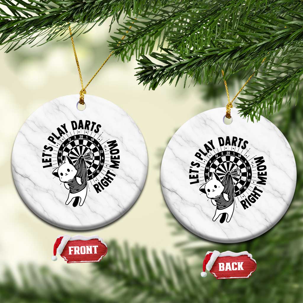 Lets Play Darts Right Meow Ceramic Ornament Cute Cat Dart Player Pub Game Gift TS12 1pc White Marble Print Your Wear