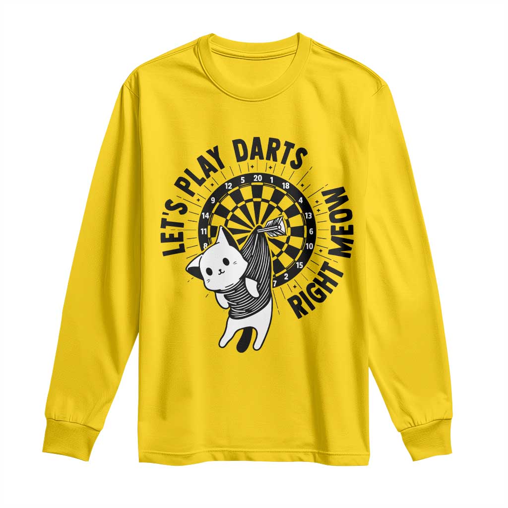 Lets Play Darts Right Meow Long Sleeve Shirt Cute Cat Dart Player Pub Game Gift TS12 Daisy Print Your Wear