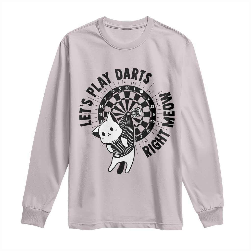 Lets Play Darts Right Meow Long Sleeve Shirt Cute Cat Dart Player Pub Game Gift TS12 Ice Gray Print Your Wear