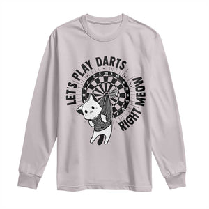 Lets Play Darts Right Meow Long Sleeve Shirt Cute Cat Dart Player Pub Game Gift TS12 Ice Gray Print Your Wear