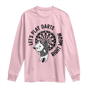 Lets Play Darts Right Meow Long Sleeve Shirt Cute Cat Dart Player Pub Game Gift TS12 Light Pink Print Your Wear