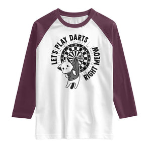 Lets Play Darts Right Meow Raglan Shirt Cute Cat Dart Player Pub Game Gift TS12 White Maroon Print Your Wear