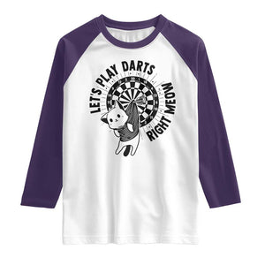Lets Play Darts Right Meow Raglan Shirt Cute Cat Dart Player Pub Game Gift TS12 White Purple Print Your Wear