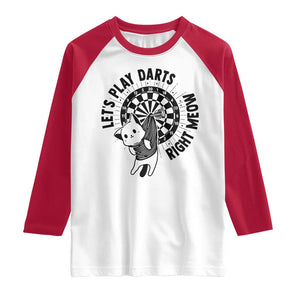 Lets Play Darts Right Meow Raglan Shirt Cute Cat Dart Player Pub Game Gift TS12 White Red Print Your Wear