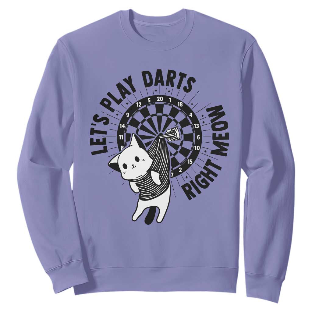 Lets Play Darts Right Meow Sweatshirt Cute Cat Dart Player Pub Game Gift TS12 Violet Print Your Wear