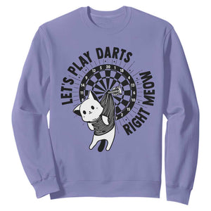 Lets Play Darts Right Meow Sweatshirt Cute Cat Dart Player Pub Game Gift TS12 Violet Print Your Wear