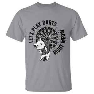 Lets Play Darts Right Meow T Shirt Cute Cat Dart Player Pub Game Gift TS12 Sport Gray Print Your Wear