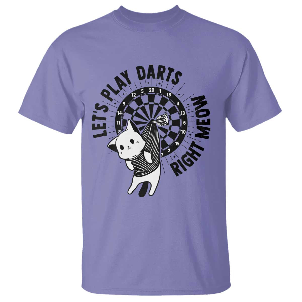 Lets Play Darts Right Meow T Shirt Cute Cat Dart Player Pub Game Gift TS12 Violet Print Your Wear