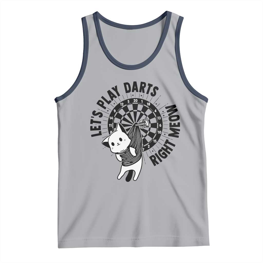 Lets Play Darts Right Meow Tank Top Cute Cat Dart Player Pub Game Gift TS12 Athletic Heather Navy Print Your Wear
