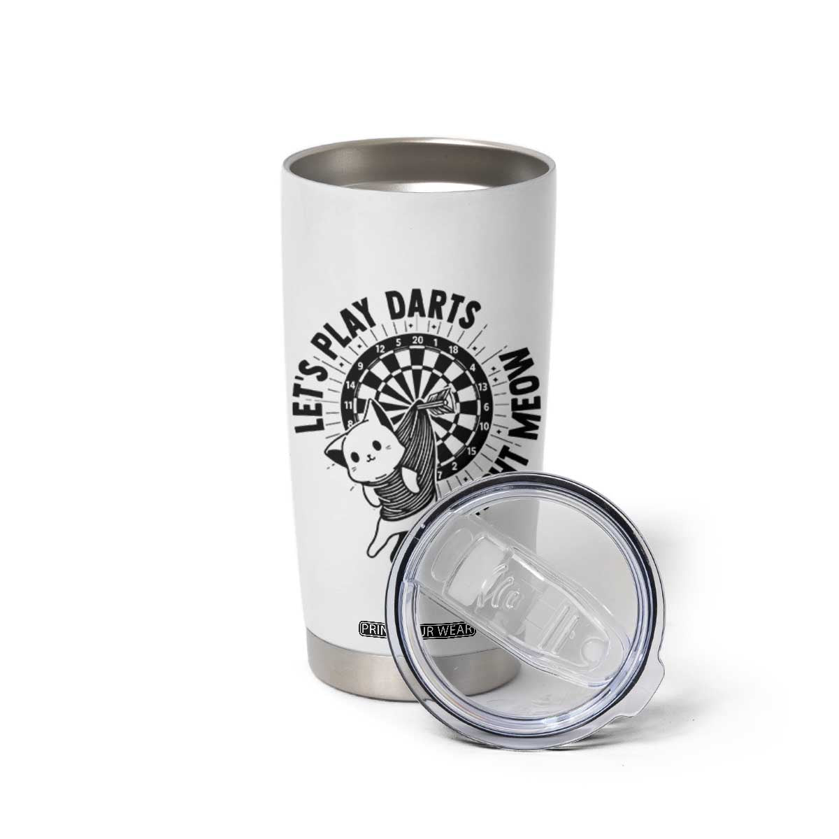 Lets Play Darts Right Meow Tumbler Cup Cute Cat Dart Player Pub Game Gift TS12 Print Your Wear