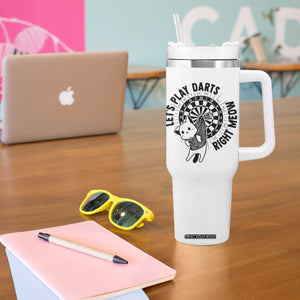 Lets Play Darts Right Meow Tumbler With Handle Cute Cat Dart Player Pub Game Gift TS12 Print Your Wear