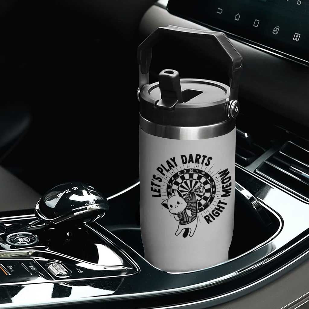 Lets Play Darts Right Meow Flip Straw Tumbler Cute Cat Dart Player Pub Game Gift TS12 Print Your Wear