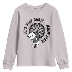 Lets Play Darts Right Meow Youth Sweatshirt Cute Cat Dart Player Pub Game Gift TS12 Ice Gray Print Your Wear