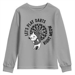 Lets Play Darts Right Meow Youth Sweatshirt Cute Cat Dart Player Pub Game Gift TS12 Sport Gray Print Your Wear