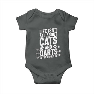 Life Is Not All Cats And Darts But It Should Be Baby Onesie Cat Lover Dartist Gift TS12 Dark Heather Print Your Wear
