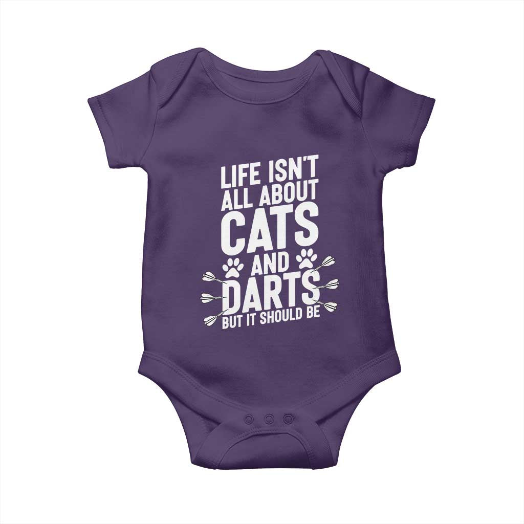 Life Is Not All Cats And Darts But It Should Be Baby Onesie Cat Lover Dartist Gift TS12 Purple Print Your Wear