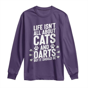 Life Is Not All Cats And Darts But It Should Be Long Sleeve Shirt Cat Lover Dartist Gift TS12 Purple Print Your Wear