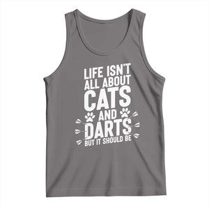 Life Is Not All Cats And Darts But It Should Be Tank Top Cat Lover Dartist Gift TS12 Deep Heather Print Your Wear