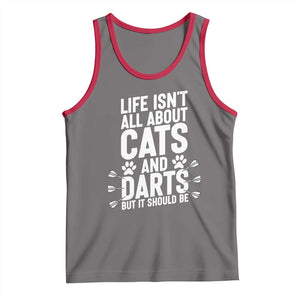 Life Is Not All Cats And Darts But It Should Be Tank Top Cat Lover Dartist Gift TS12 Deep Heather Red Print Your Wear