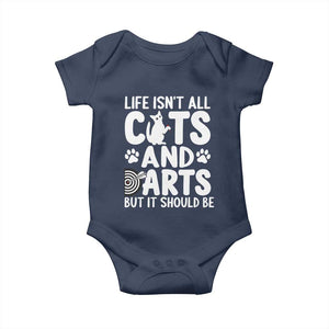 Life Is Not All Cats And Darts But It Should Be Baby Onesie Funny Dartist Gift TS12 Navy Print Your Wear