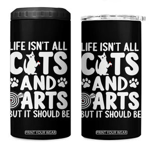 Life Is Not All Cats And Darts But It Should Be 4 in 1 Can Cooler Tumbler Funny Dartist Gift TS12 One Size: 16 oz Black Print Your Wear